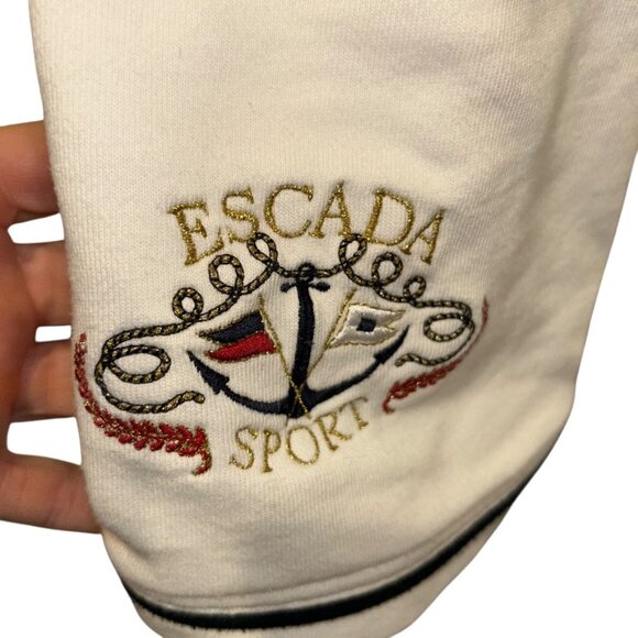 ESCADA Sport white French breton stripe collared sweatshirt top XL - Picture 7 of 7